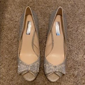 INC Formal Silver Crystal heels